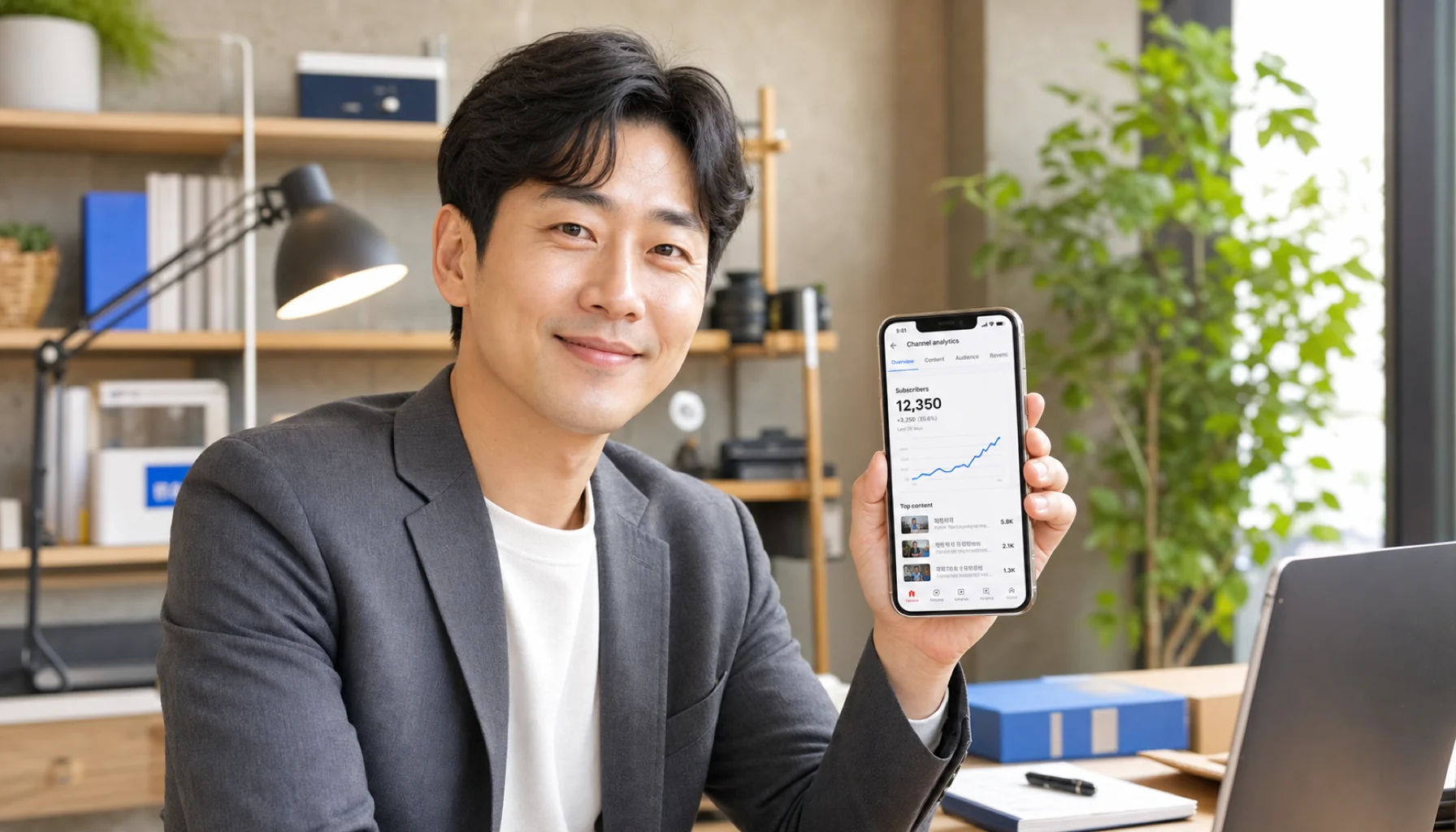 유튜브 수익화 여정 — 스마트폰으로 채널 성장 확인하는 한국 크리에이터