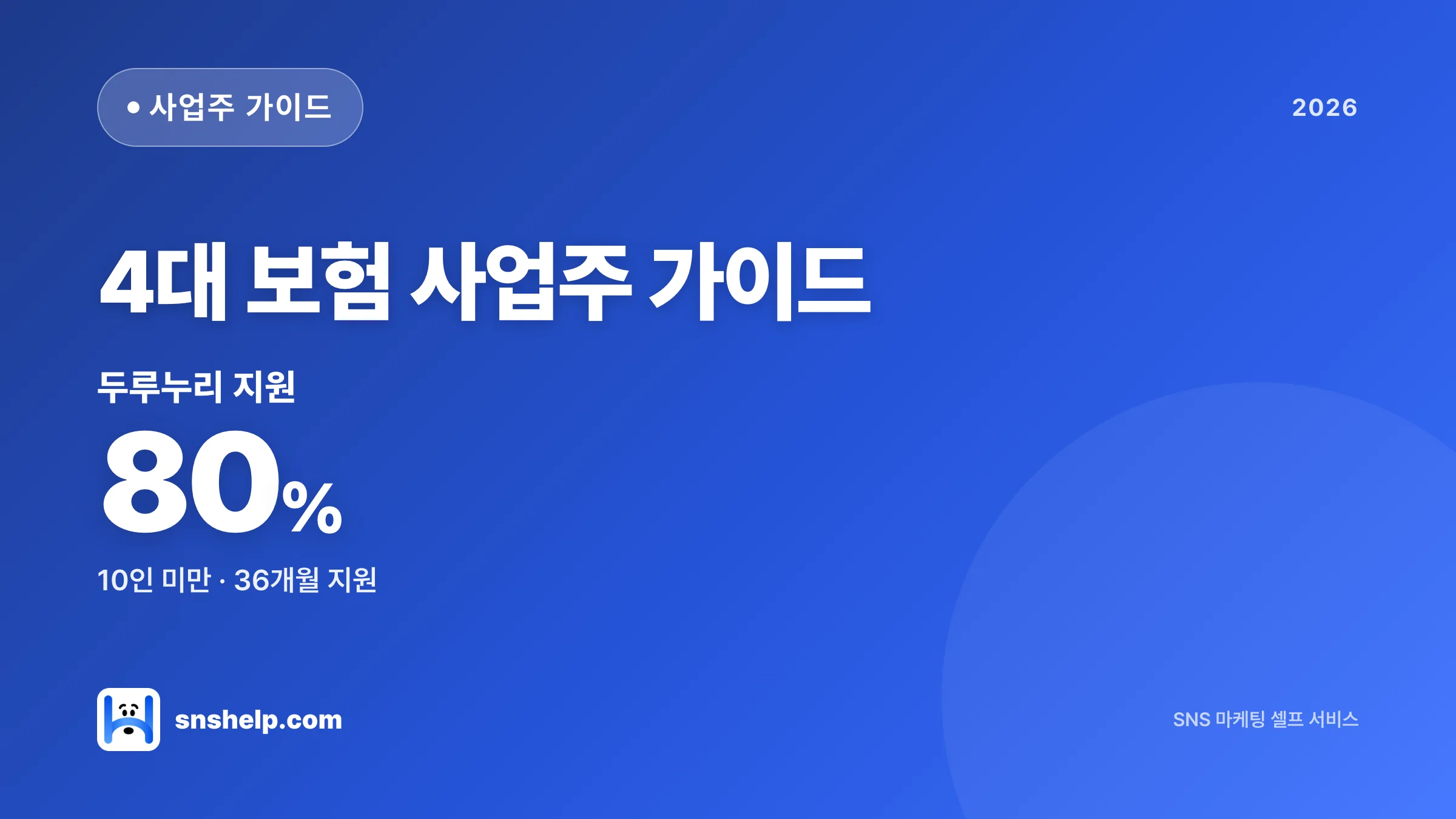 4대 보험 사업주 실전 가이드 2026 — 두루누리 80% 지원까지 | SNS헬프