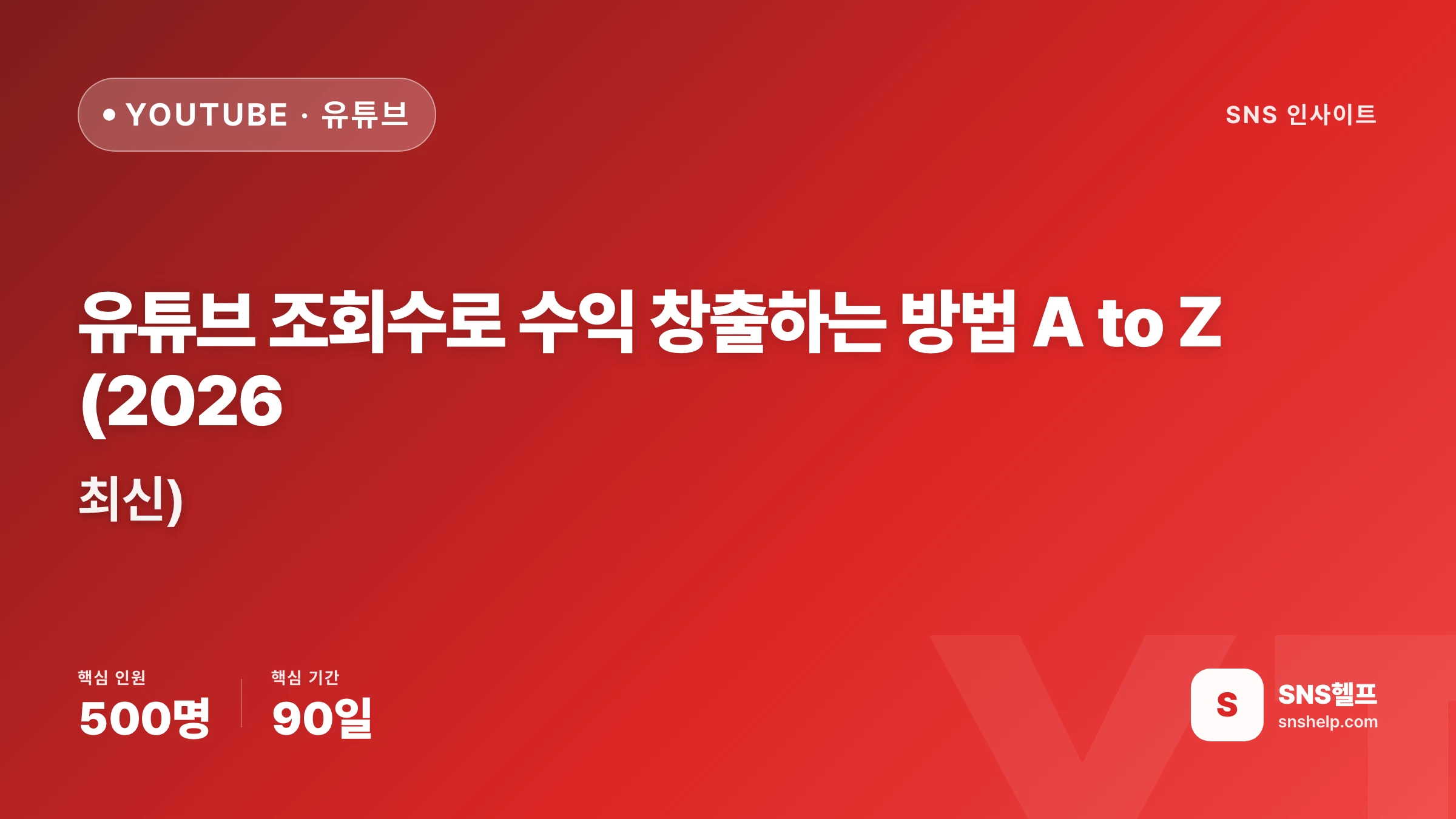 유튜브 조회수로 수익 창출하는 방법 A to Z (2026 최신) | SNS헬프 - 블로그 인포그래픽