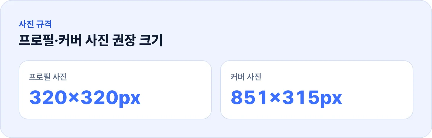 페이스북 페이지 프로필 사진 320x320픽셀과 커버 사진 851x315픽셀 규격