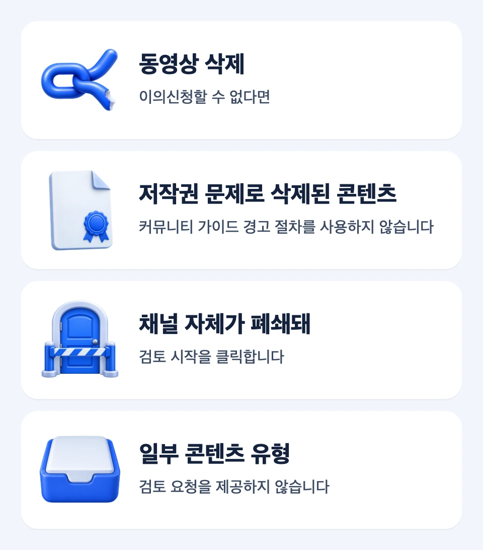 이의신청 메뉴가 없을 때 유튜브와 인스타그램에서 구분할 네 가지 조건