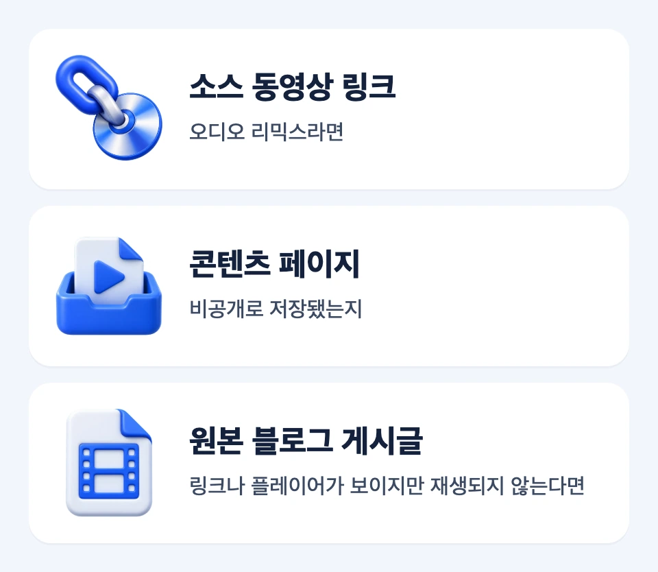 YouTube 리믹스, 외부 업로드, 네이버 공유의 게시 후 확인 위치